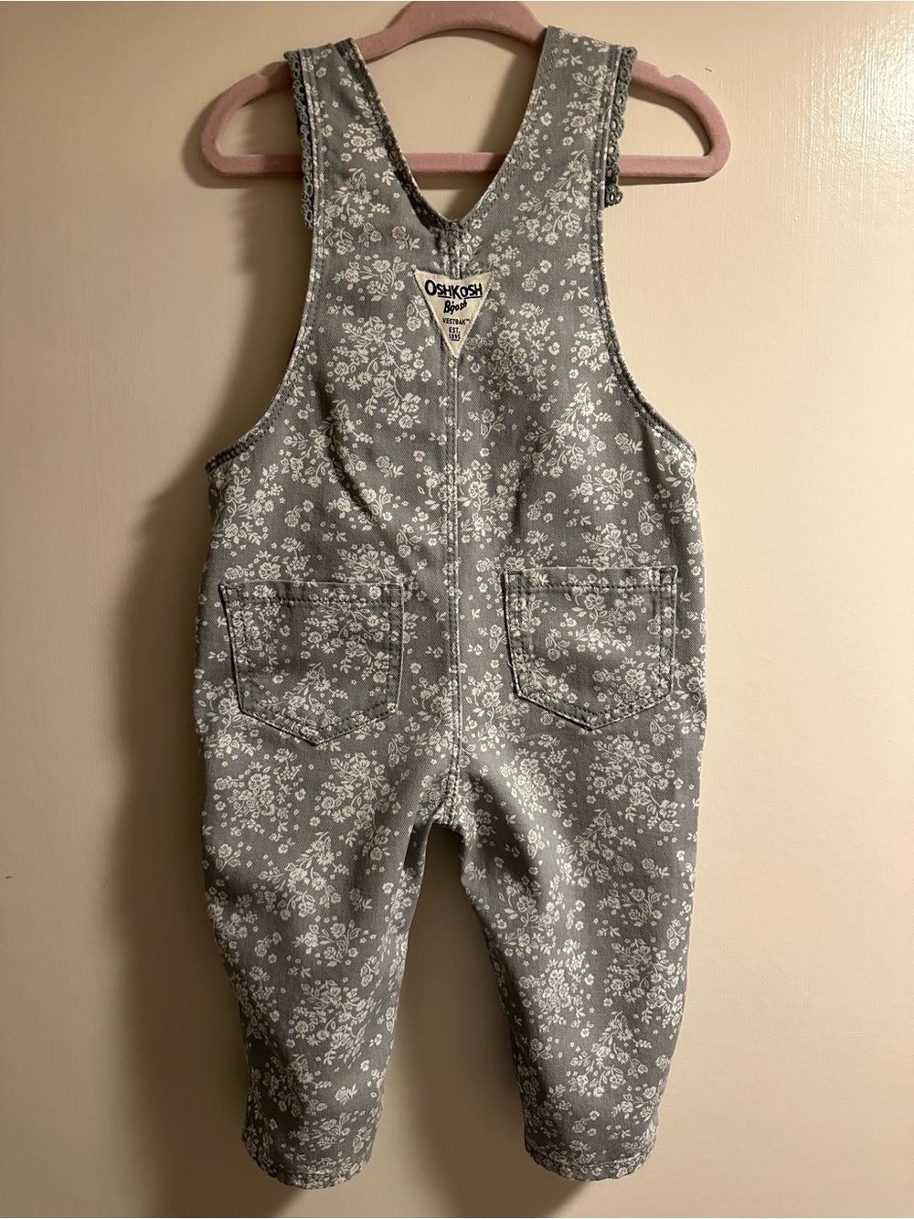 OshKosh B'gosh Sage Floral Girls' Overalls - Picture 2 of 3